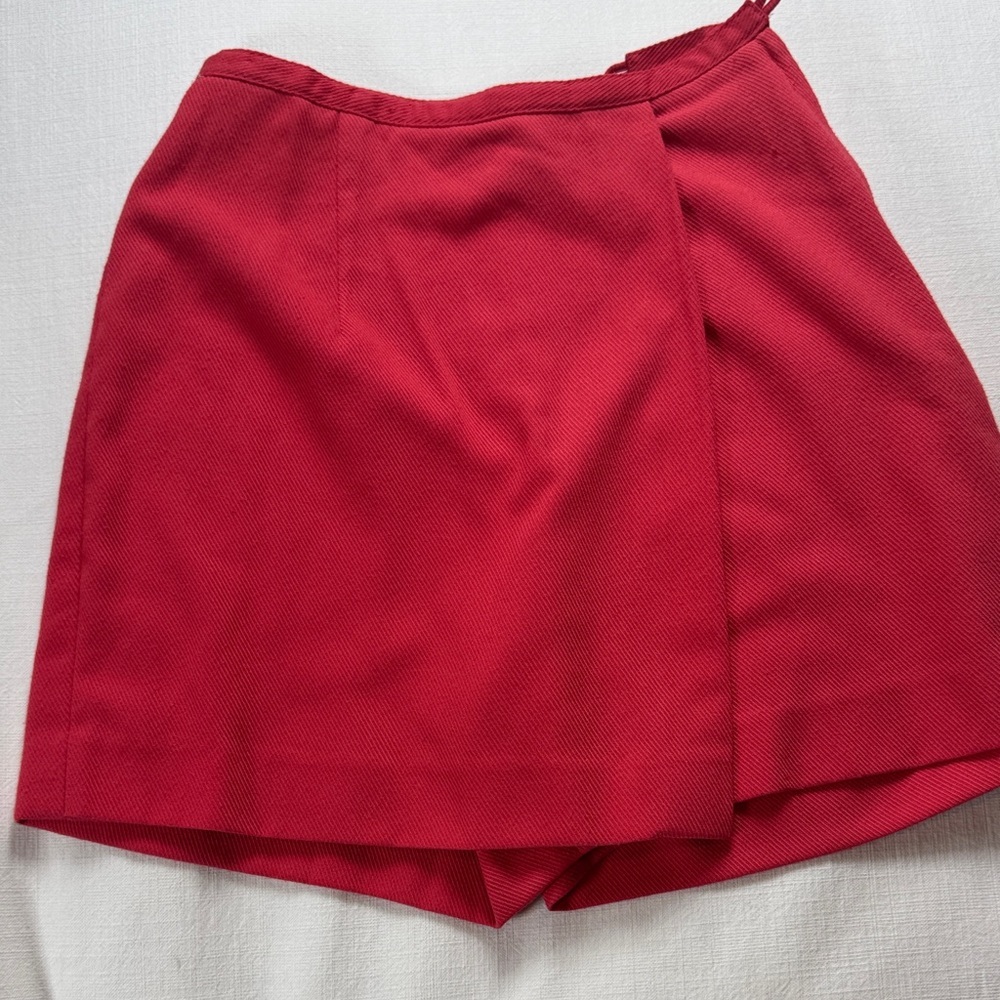 Paradox Red Wrap Skort Petite 2 Textured Twill Mini Skirt Shorts‎ Vintage Style